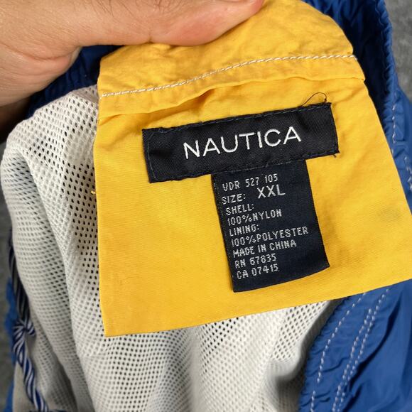 Nautica Swim Trunks Mens Size XXL Colorblock Navy Blue Yellow Mesh Lined Shorts - Picture 7 of 9